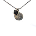Sterling Silver 25.2 gram Necklace/ Square with Black Onyx and Coin Pendant
