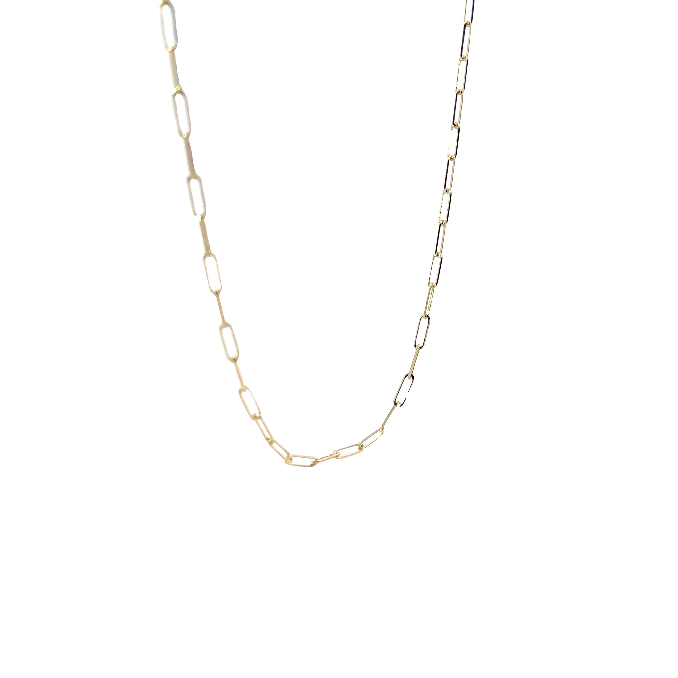 14K YELLOW GOLD PAPERCLIP CHAIN 2 1/2MM 16 INCH