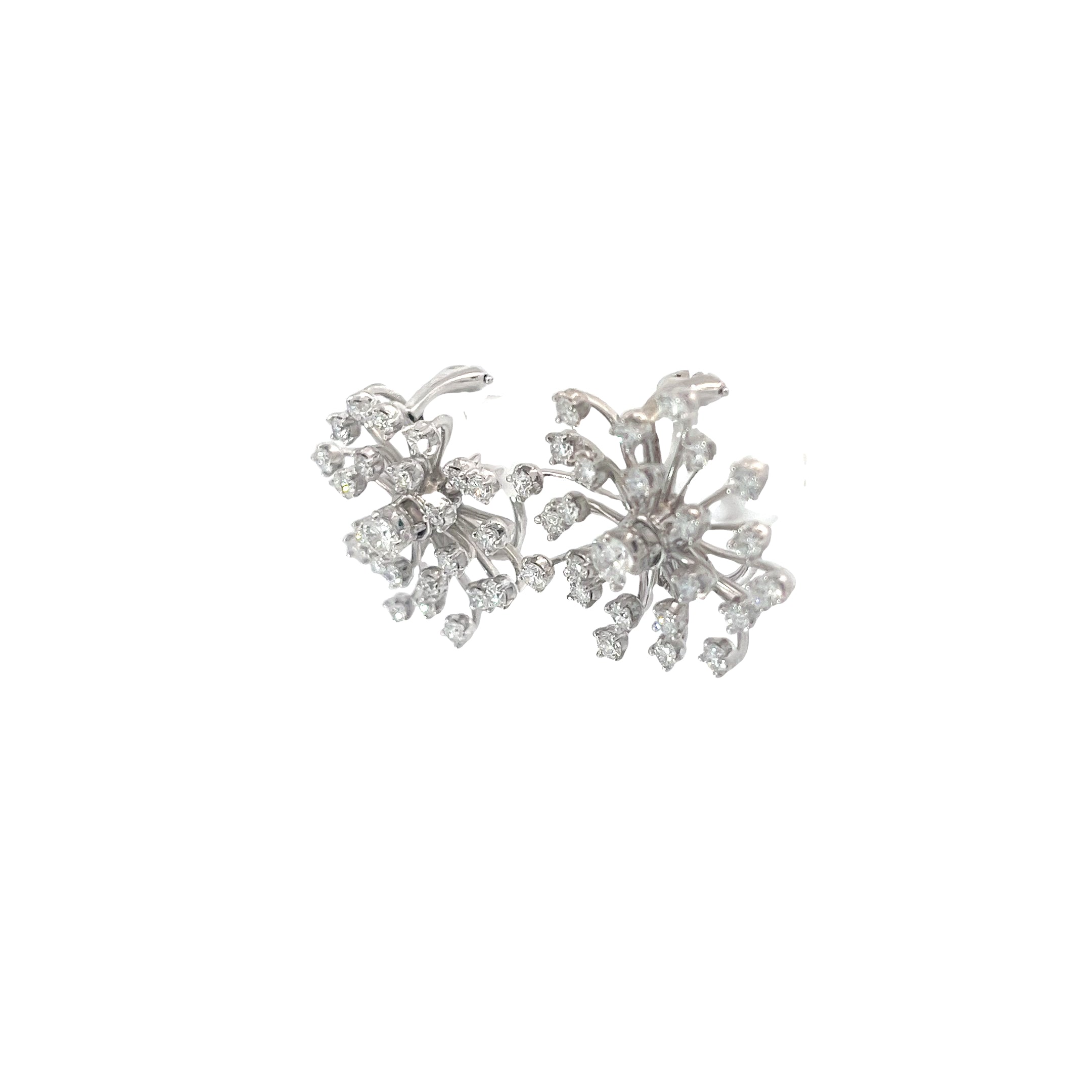 Platinum 2.50ct E VS2 Round Vintage Starburst Diamond Clip Earring