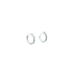 14k White Gold .08ct G SI1 Round Diamond Small Hoop Earrings