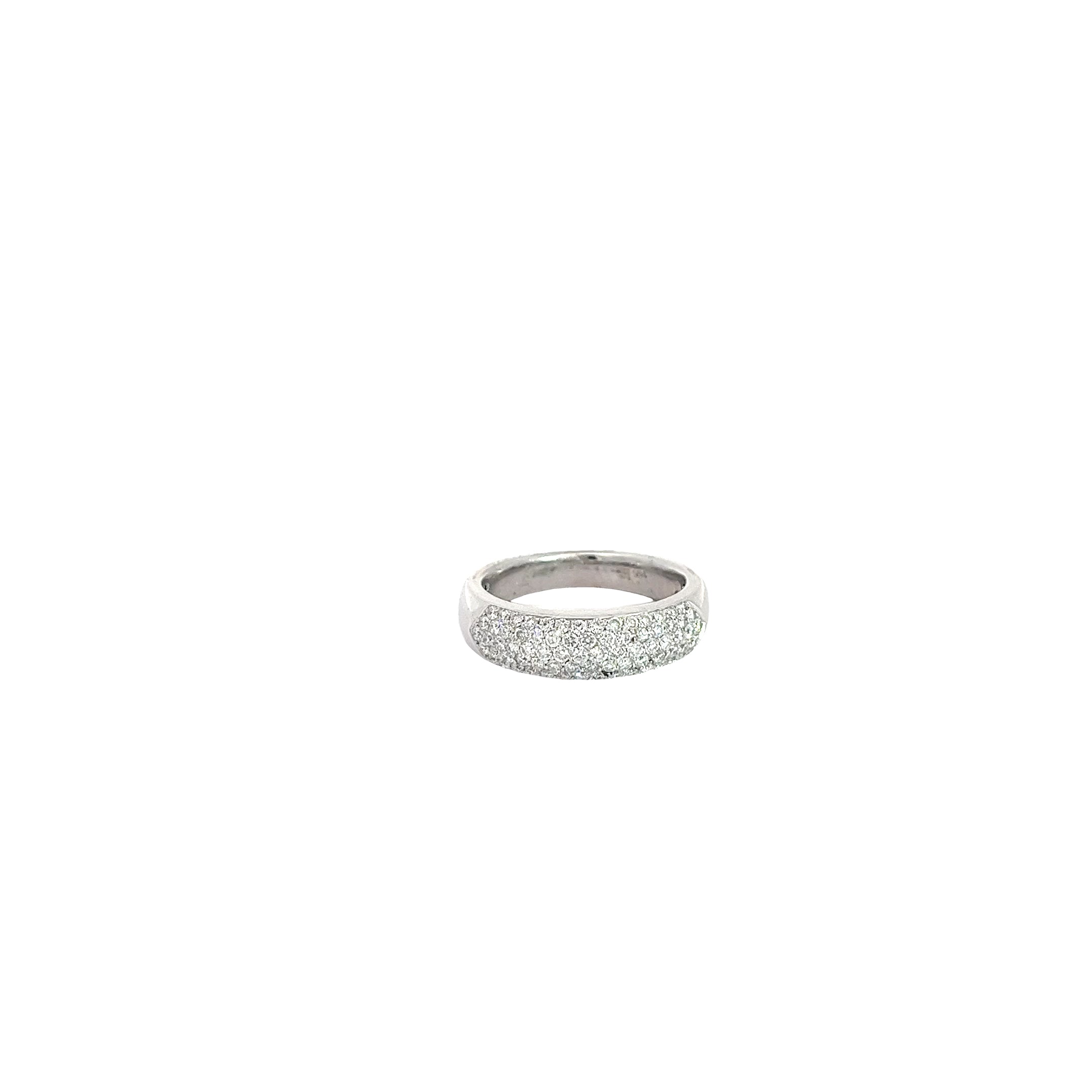 14k White Gold 1.00ct  F VS2 6mm Wide Pave Diamond Band