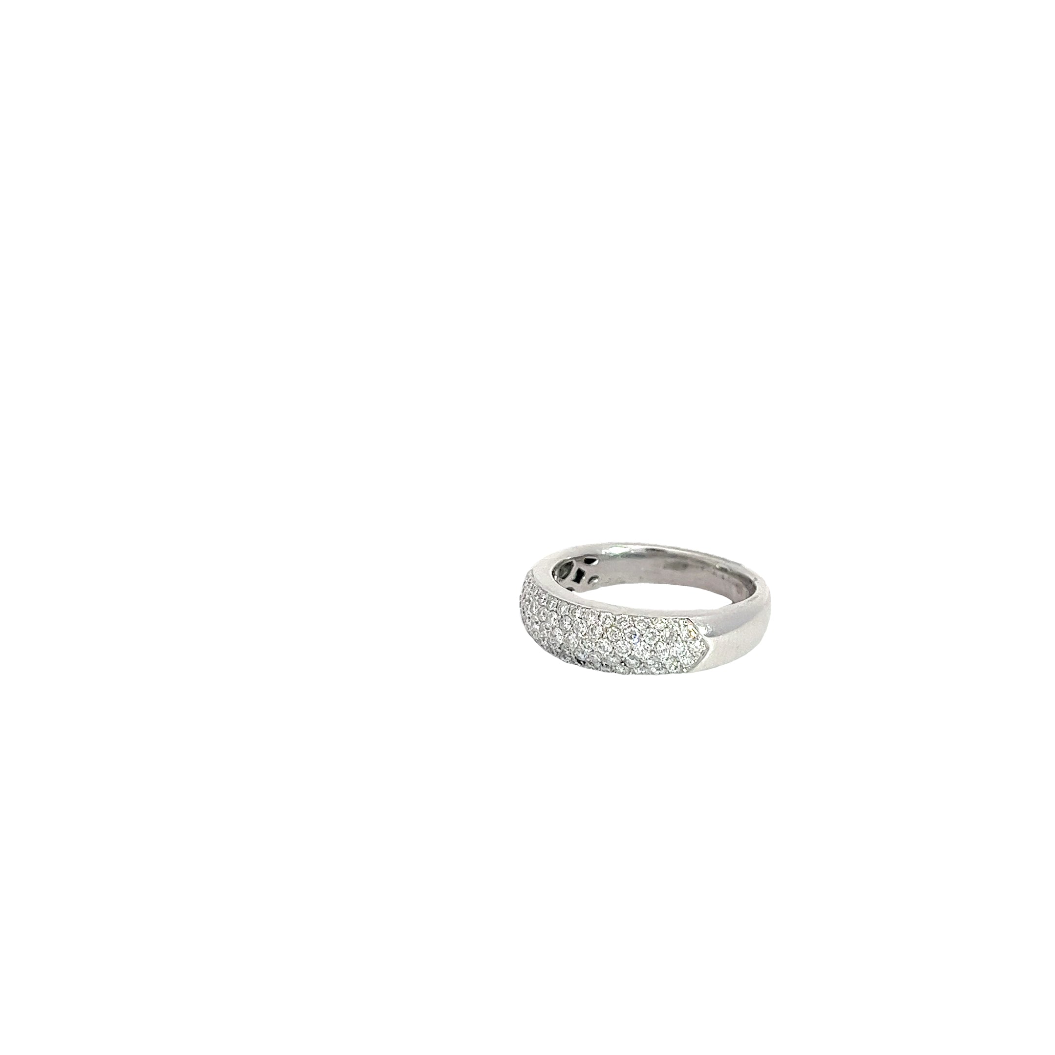 14k White Gold 1.00ct  F VS2 6mm Wide Pave Diamond Band