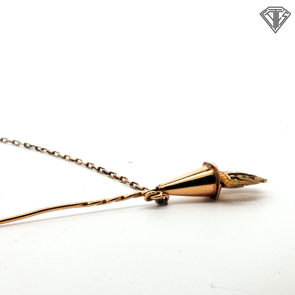 18k Yellow Gold Fisherman Stick Pin with 2 1/2 inch Articulated Fish 14.4 gram Vintage