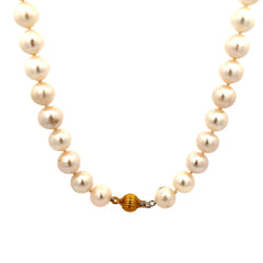 18k Yellow Gold Cultured Fresh Water Pearl Necklace 10mm