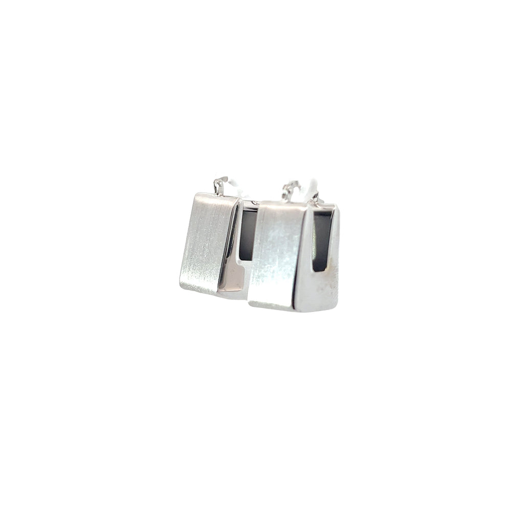 14k White Gold Square Hoop Earrings 7 gram