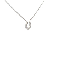 14k White Gold .25ct H VS2 Round Diamond Horseshoe Pendant 4.50 gram 16"inch