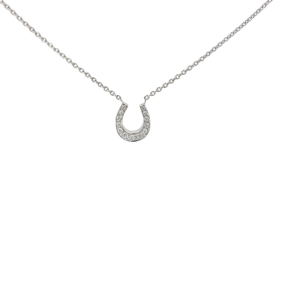 14k White Gold .25ct H VS2 Round Diamond Horseshoe Pendant 4.50 gram 16"inch