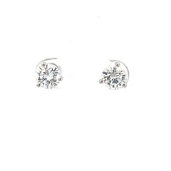 14K White Gold 2.15ct F G SI1 Round 3 Prong Martini Diamond Stud Earrings