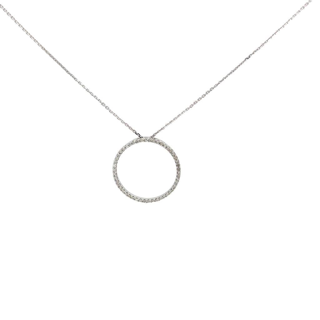 14k White Gold .25ct G SI1 Round Diamond Eternity Circle Necklace