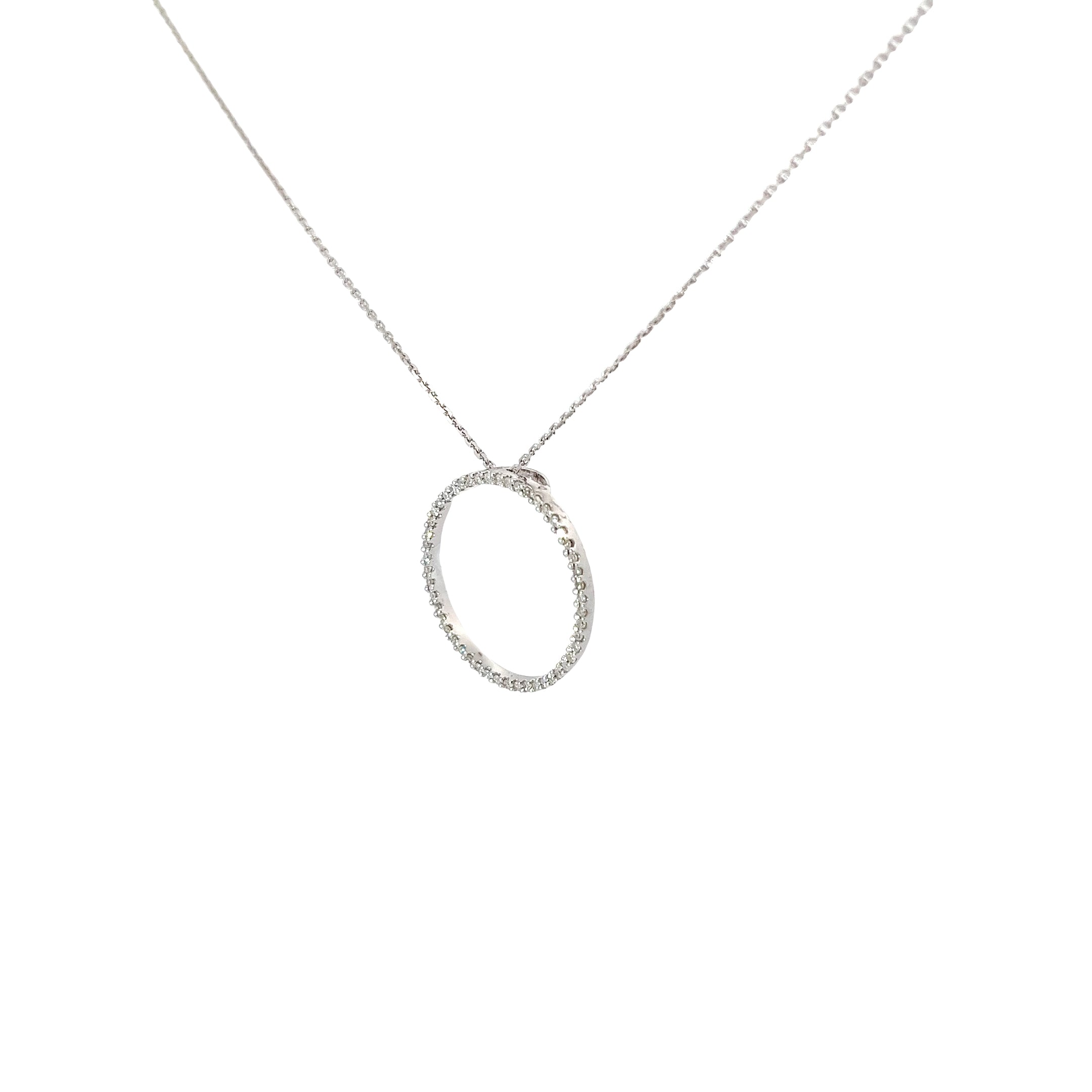 14k White Gold .25ct G SI1 Round Diamond Eternity Circle Necklace