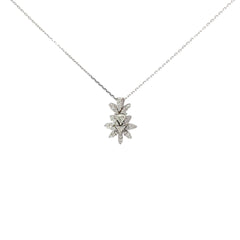 18k White Gold .90ct H SI1 Round Diamond Starburst Necklace