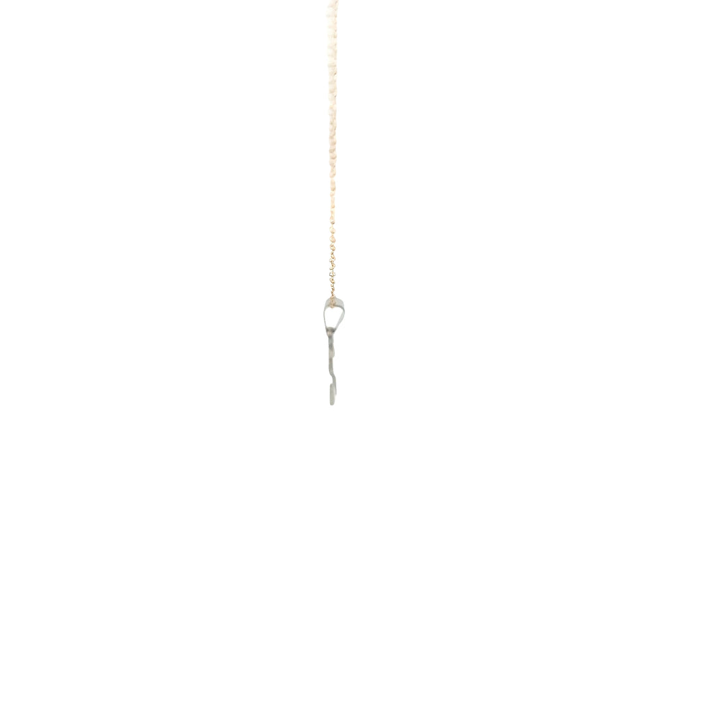 14k White Gold Polished Block Letter S Initial Pendant .70 gram