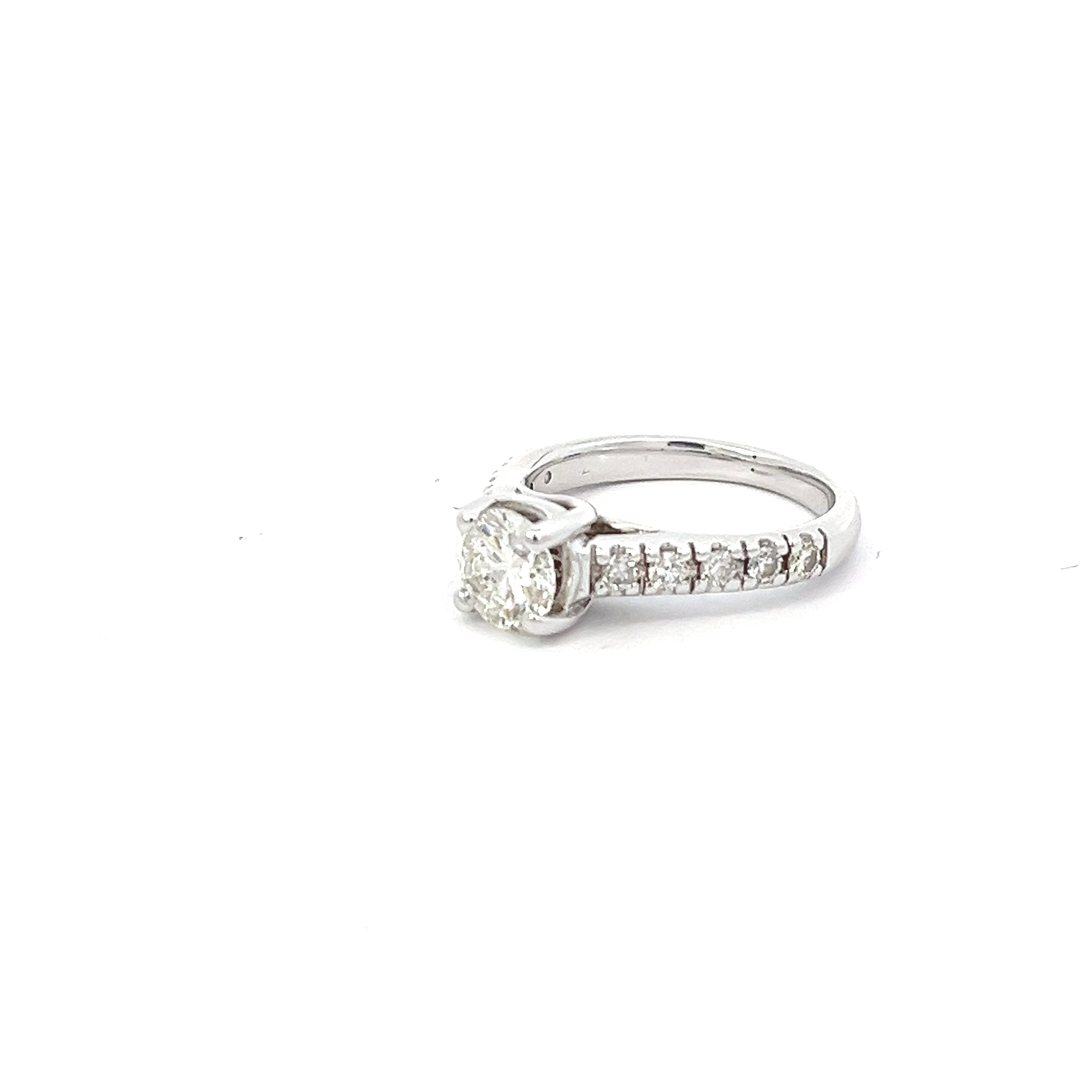 14k White Gold .85ct H VS2 Round Diamond/.30ct G VS2 Round Diamond Engagement Ring