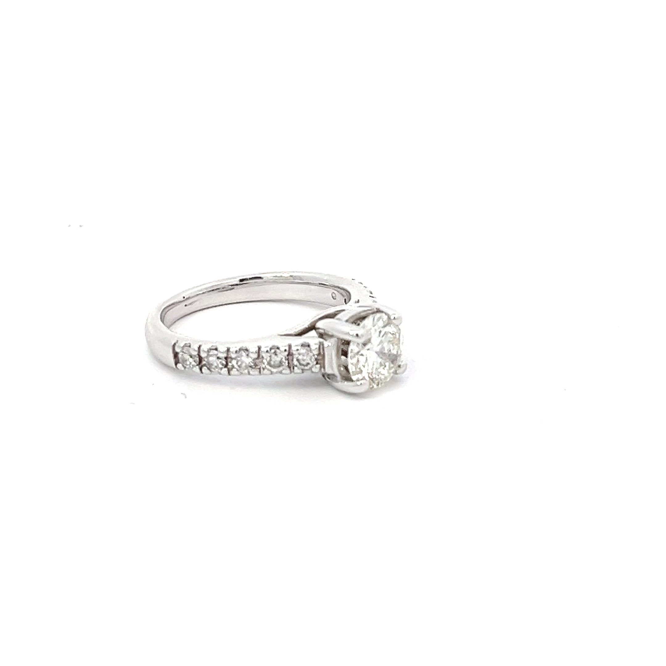 14k White Gold .85ct H VS2 Round Diamond/.30ct G VS2 Round Diamond Engagement Ring