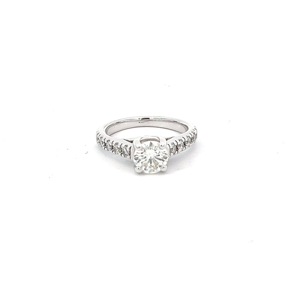 14k White Gold .85ct H VS2 Round Diamond/.30ct G VS2 Round Diamond Engagement Ring