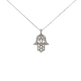 18k White Gold Diamond Hamsa necklace