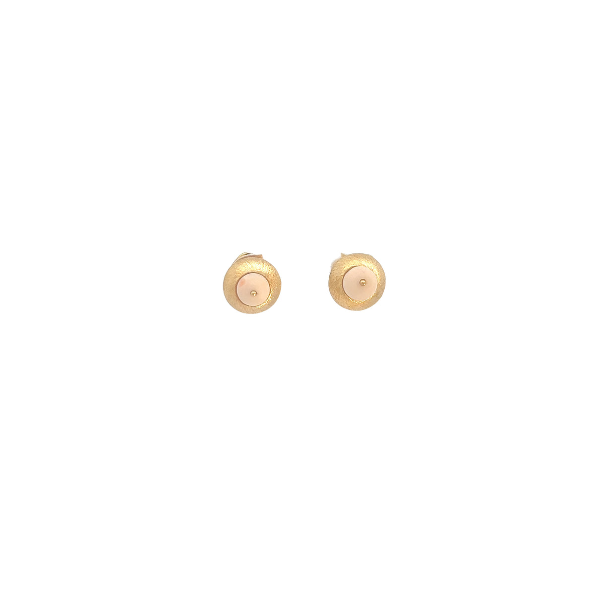 18K YELLOW GOLD VINTAGE BRESHED GOLD AND CORL EARRING