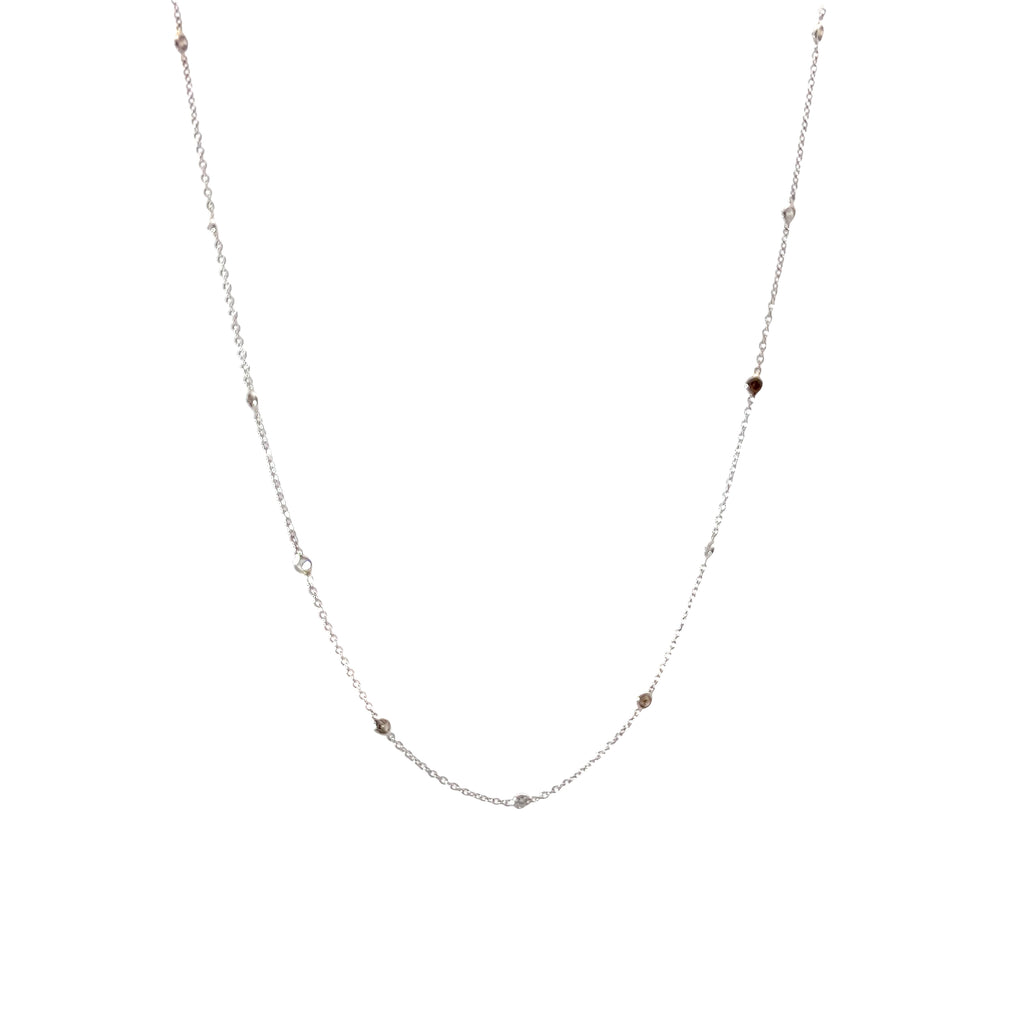 18k White Gold .50ct G Si1 Round Diamonds By the Yard Necklace 16"inch