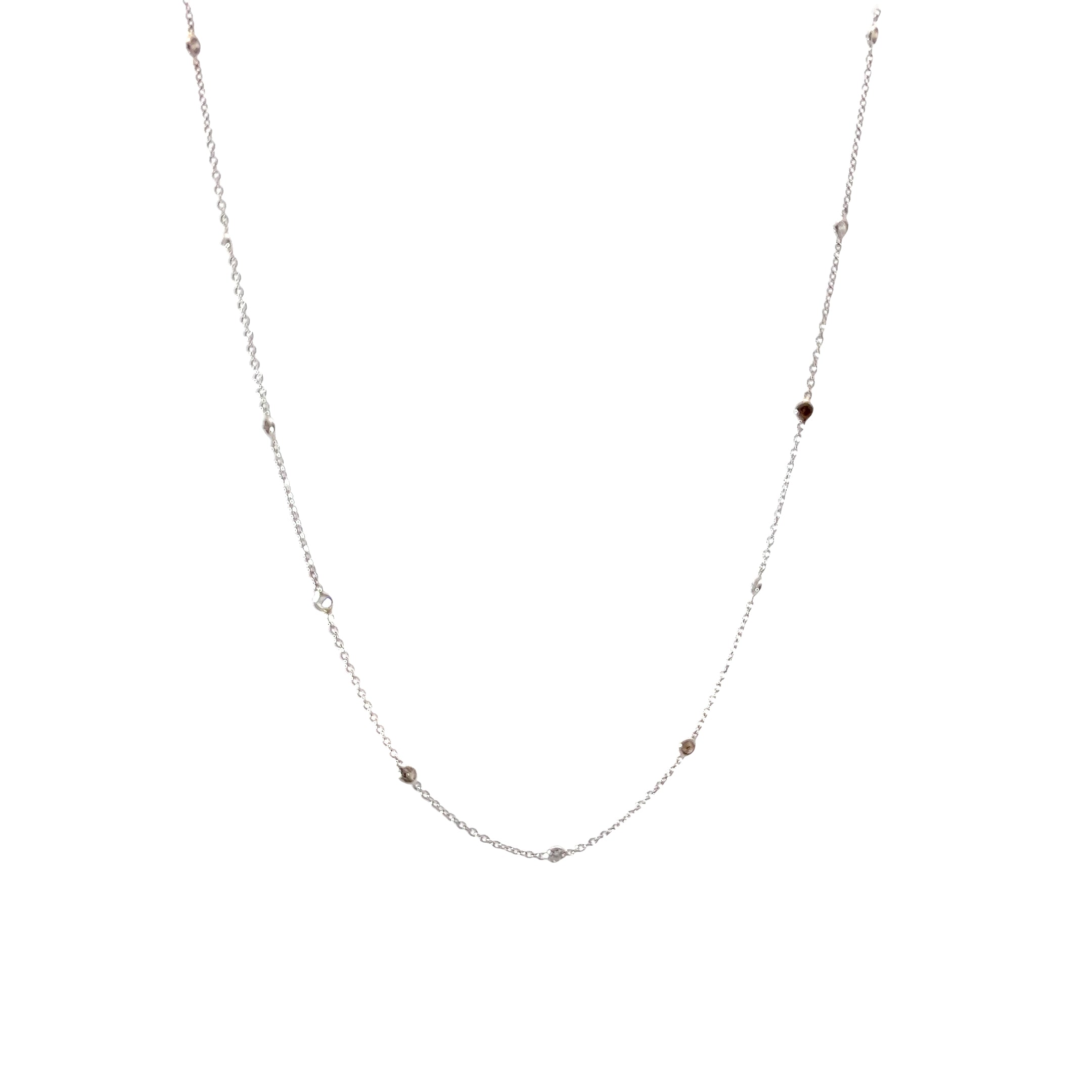 18k White Gold .25ct Chocolate Round Diamond and .25ct G Si1 Round Diamond  Diamonds By the Yard Necklace