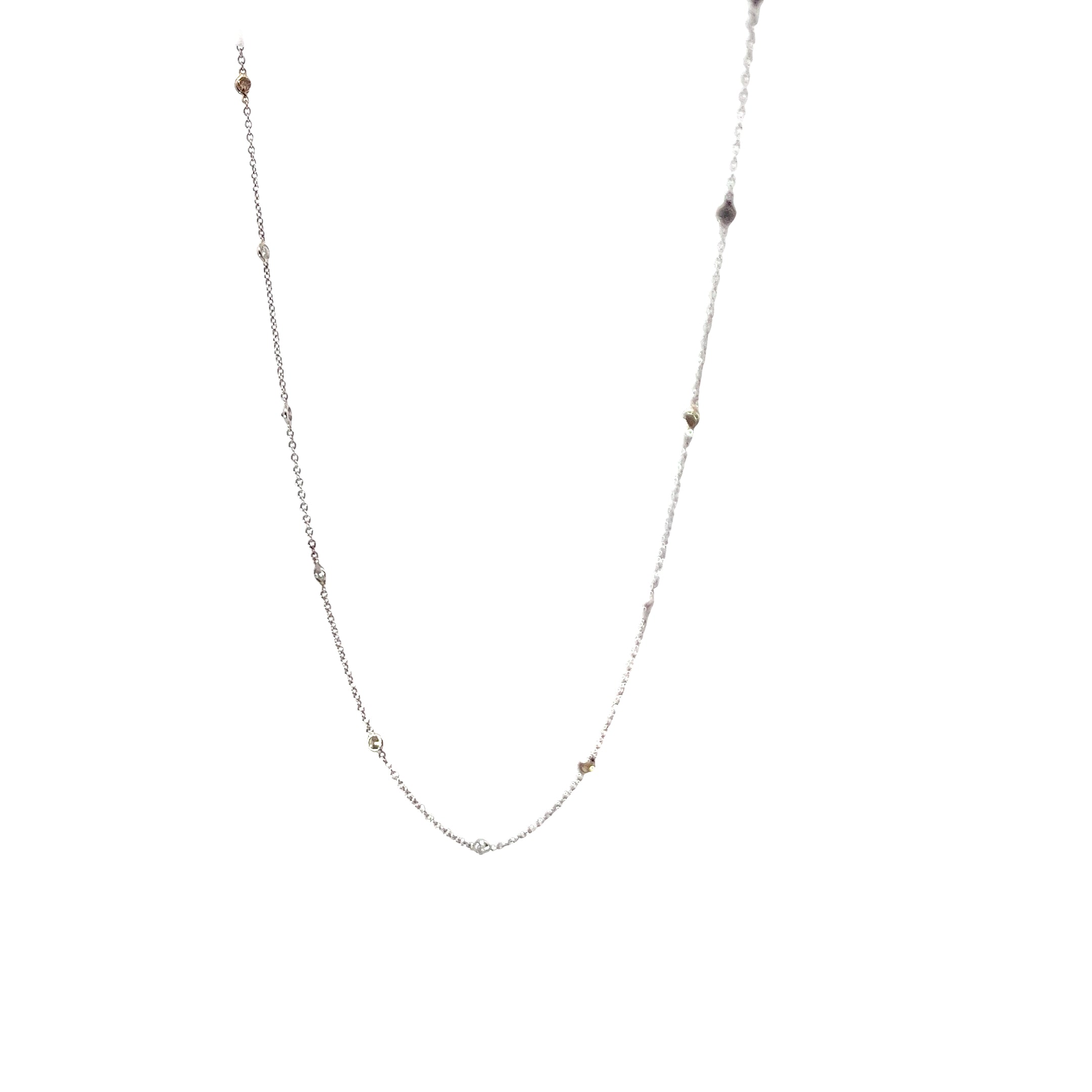 18k White Gold .25ct Chocolate Round Diamond and .25ct G Si1 Round Diamond  Diamonds By the Yard Necklace