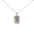 14k White Gold 2.00ct Radiant Tanzanite and .40ct G VS2 Round Diamond Necklace