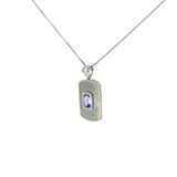 Ladies 14k White Gold Tanzanite and Diamond necklace