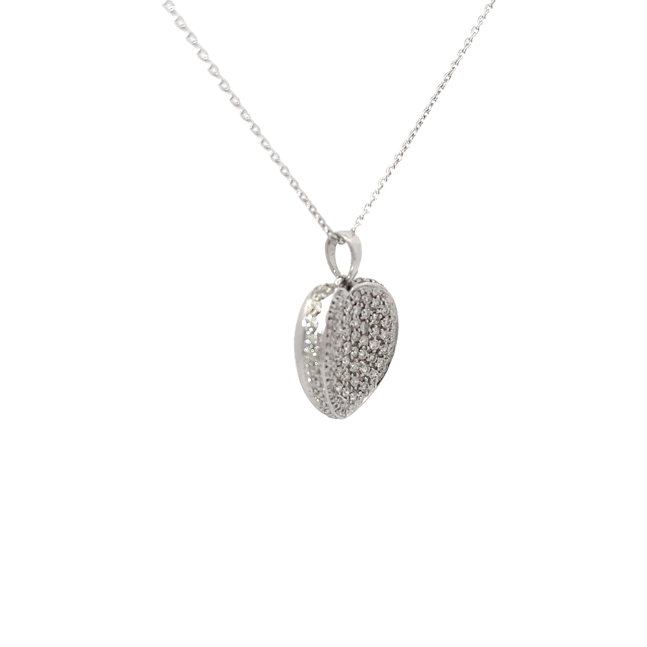 18k White Gold 1.00ct F VS2 Round Diamond Heart Necklace