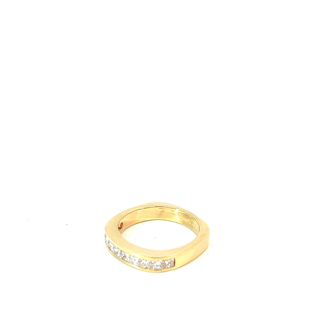 18k Yellow Gold 1.00ct E VS2 (12) Diamond Princess Cut Channel Set Squared Shank Band 6 Gram