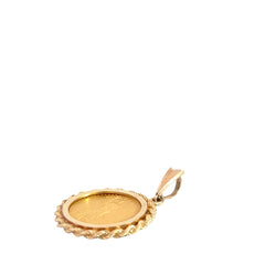 14k Yellow Gold 1986 American Gold Eagle with Rope Bezel Pendant / Gold Coin 1/4oz / 4mm Bail / 14.1 gram