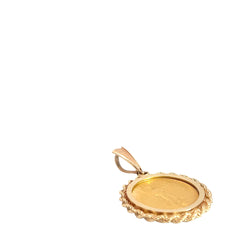 14k Yellow Gold 1986 American Gold Eagle with Rope Bezel Pendant / Gold Coin 1/4oz / 4mm Bail / 14.1 gram
