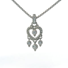 Pre-Owned Judith Ripka 925 CZ's Dangle Heart Enhancer Pendant