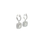 18K WHITE GOLD 1.43CT CUSHION CUT AND 1.50CT ROUND G VS2 PAVE SET DROP EARRINGS