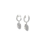 18K WHITE GOLD 1.43CT CUSHION CUT AND 1.50CT ROUND G VS2 PAVE SET DROP EARRINGS