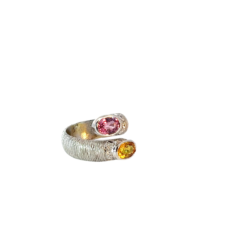 18k White Gold 2.00ct Pink and Yellow Sapphire Ring