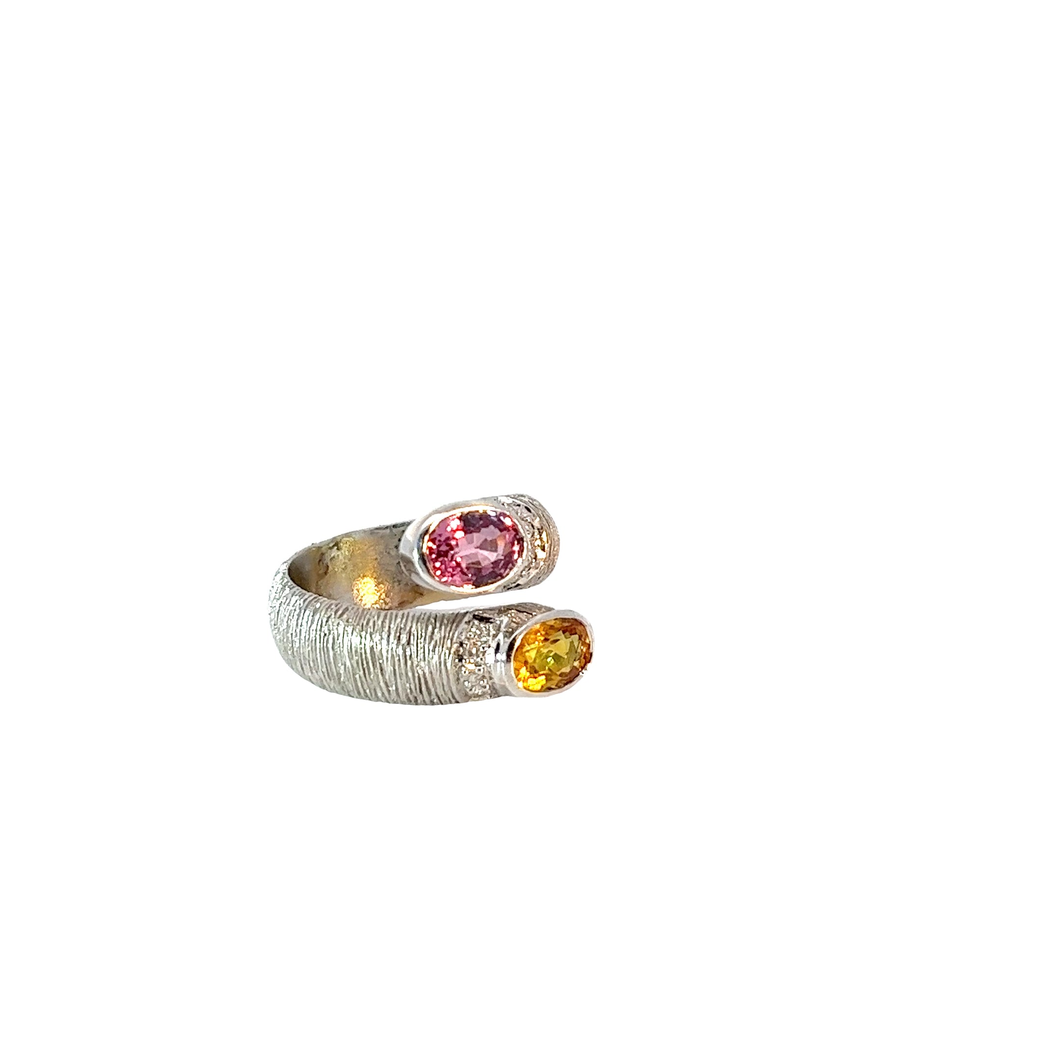 18k White Gold 2.00ct Pink and Yellow Sapphire Ring