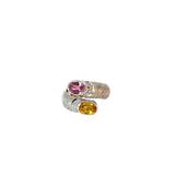 Ladies 18k White Gold Pink and Yellow Sapphire Ring