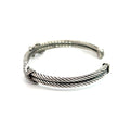 Pre-Loved David Yurman 925 Sterling Silver Diamond Double X Cuff Bracelet