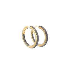 14k Yellow Gold 2.95ct Champagne Diamond  Inside/Outside Hoop Earrings