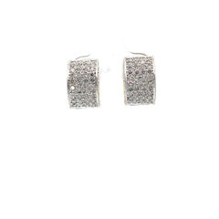 14K Two Tone 1.50ct F VS2 Round Diamond Pave Set Huggies Earrings 9.5mm 12.5 Gram