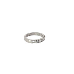 Platinum .50CT F VS2 ROUND AND BAGUETTE Diamond Wedding Band