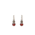 14k White Gold  Chocolate Diamond, Orange Sapphire and Round Diamond Total Weight .50ct Earrings