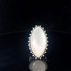 18k White Gold Moonstone /.50ct Round Black Diamond /.10ct  G VS2 Round Diamond Ring 26 gram
