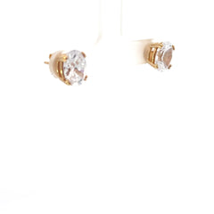 14k Yellow Gold 5.00ct Oval Cubic Zirconium Stud Earrings