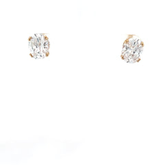 14k Yellow Gold 5.00ct Oval Cubic Zirconium Stud Earrings
