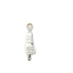 14k White Gold 1.50ct E VS2 Round Diamond Plug Pendant 15.1 gram
