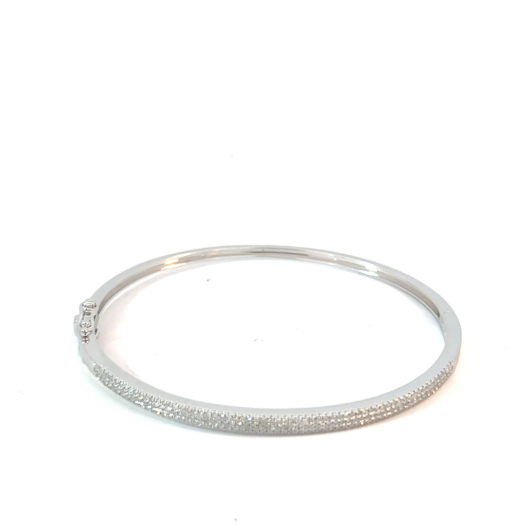 14k White Gold 1.00ct G VS2 Round Diamond Micro Pave 3.12mm Bangle Bracelet