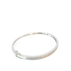 14k White Gold 1.00ct G VS2 Round Diamond Micro Pave 3.12mm Bangle Bracelet