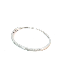 14k White Gold 1.00ct G VS2 Round Diamond Micro Pave 3.12mm Bangle Bracelet