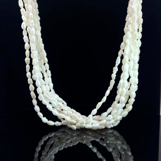 14k Yellow Gold 10 Strand Fresh Water Pearl Necklace