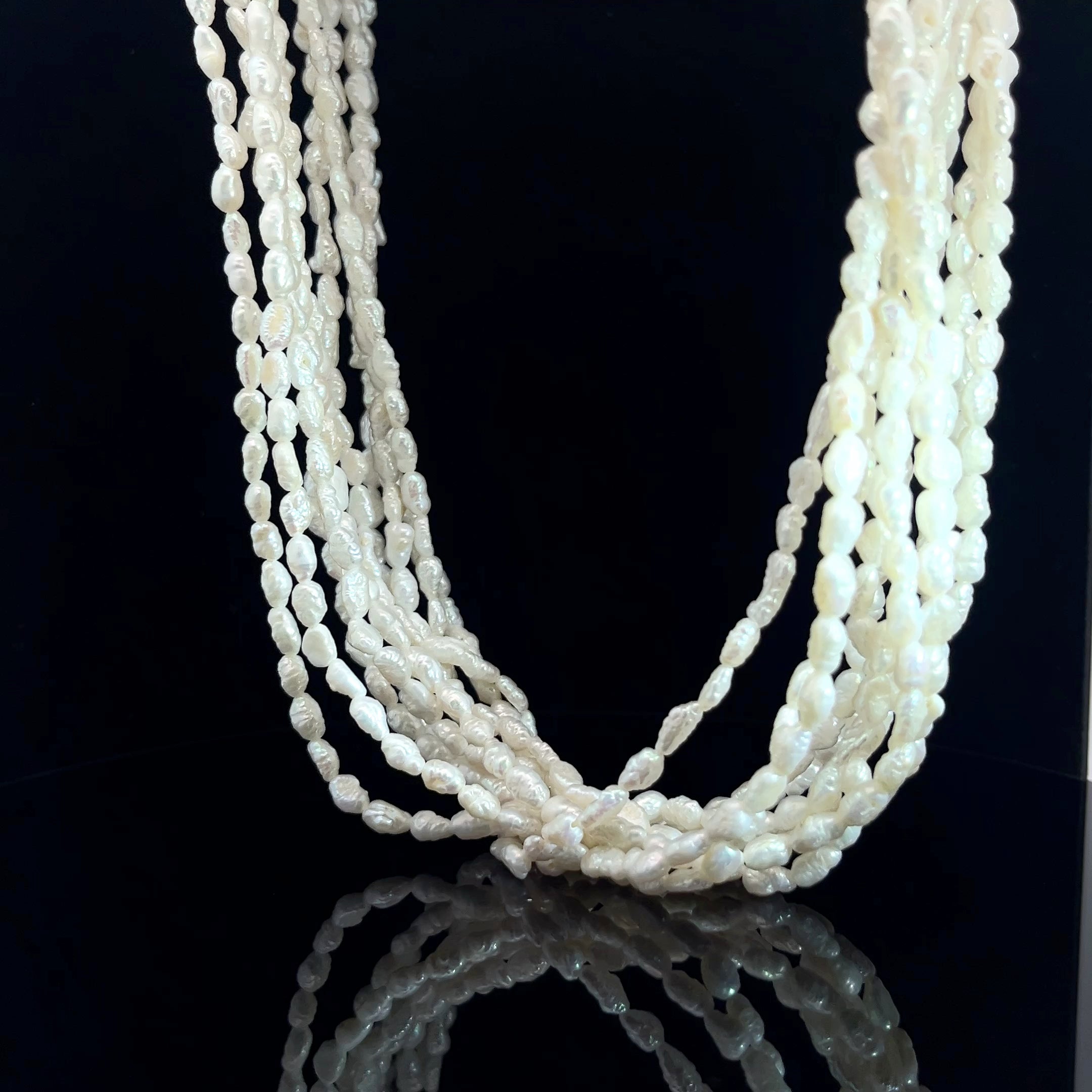 14k Yellow Gold 10 Strand Fresh Water Pearl Necklace
